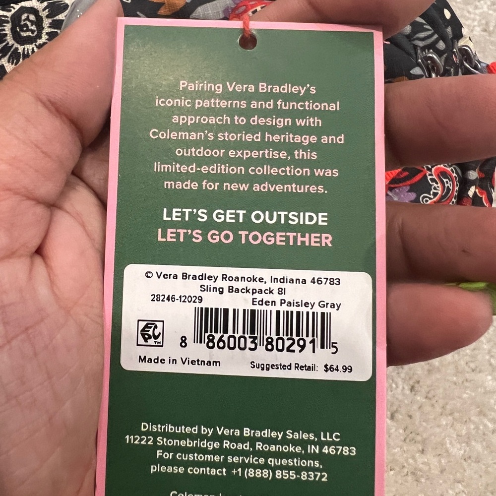 Vera Bradley Coleman 8L Sling Backpack
 Women's Floral - Red and Black - Picture 8 of 12